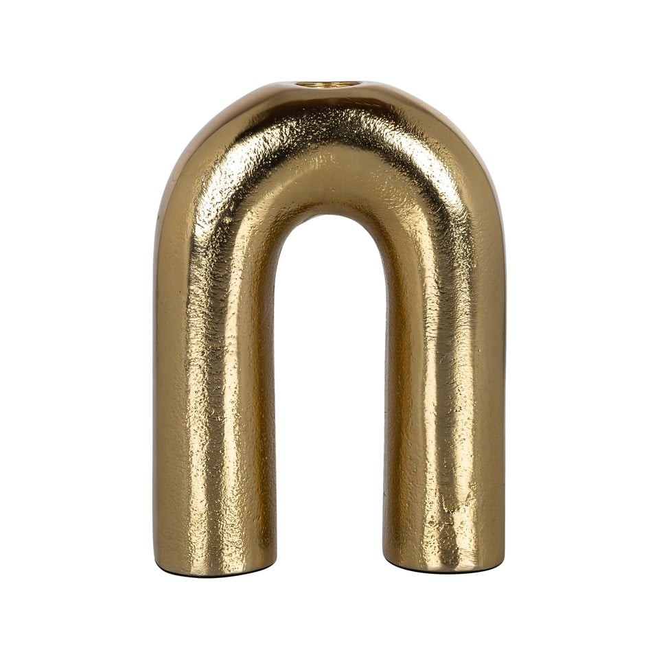 ŚWIECZNIK Rowin złoty, aluminiowy w kształcie odwróconej litery U, nowoczesny styl glamour S, ekskluzywny ŚWIECZNIK Rowin złoty, aluminiowy w kształcie odwróconej litery U, nowoczesny styl glamour S, ekskluzywny