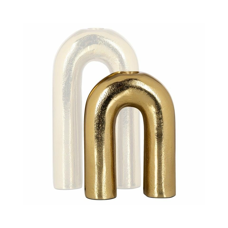 ŚWIECZNIK Rowin złoty, aluminiowy w kształcie odwróconej litery U, nowoczesny styl glamour S, nowoczesny ŚWIECZNIK Rowin złoty, aluminiowy w kształcie odwróconej litery U, nowoczesny styl glamour S, nowoczesny