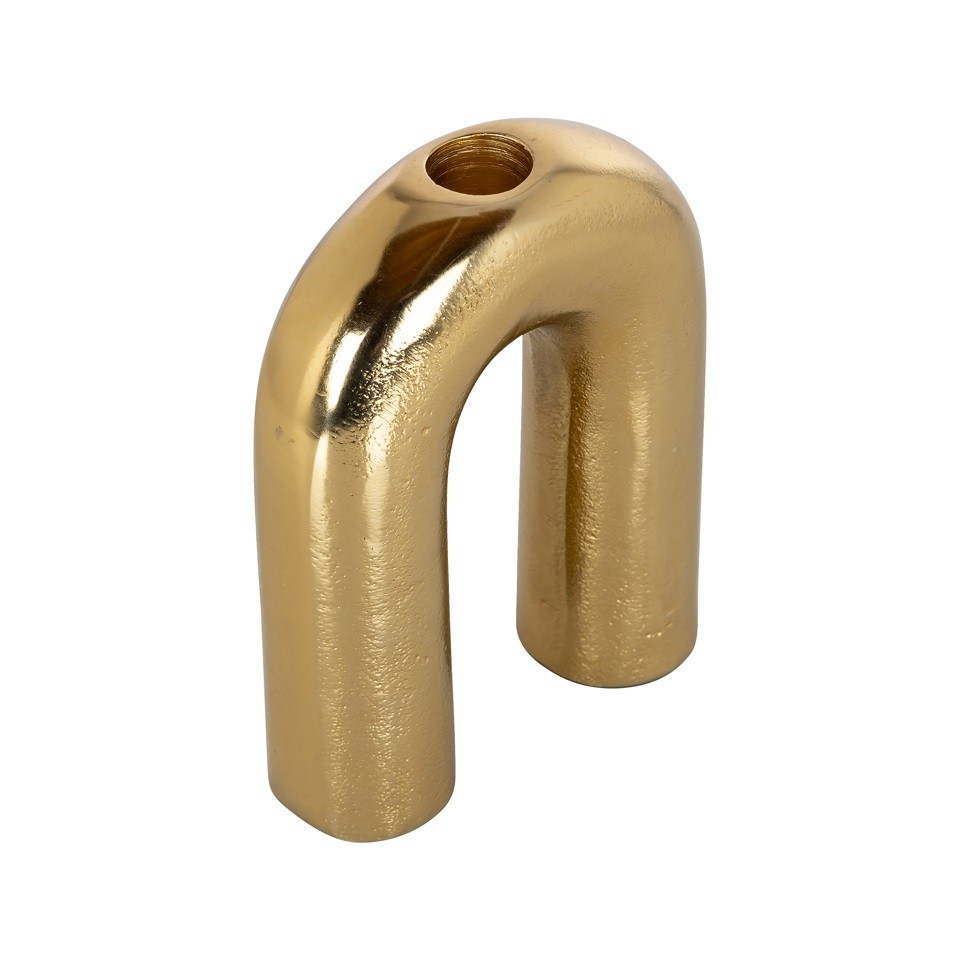 ŚWIECZNIK Rowin złoty, aluminiowy w kształcie odwróconej litery U, nowoczesny styl glamour S, piękny ŚWIECZNIK Rowin złoty, aluminiowy w kształcie odwróconej litery U, nowoczesny styl glamour S, piękny