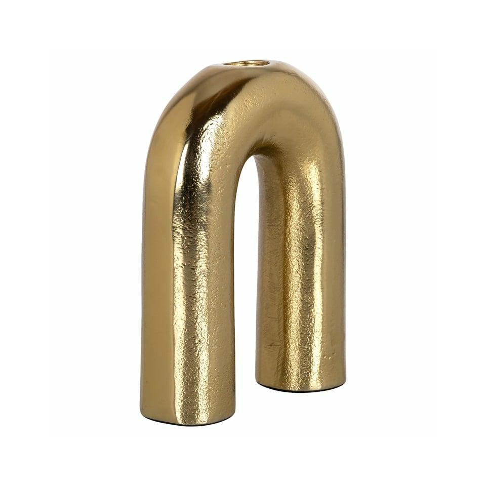 ŚWIECZNIK Rowin złoty, aluminiowy w kształcie odwróconej litery U, nowoczesny styl glamour S ŚWIECZNIK Rowin złoty, aluminiowy w kształcie odwróconej litery U, nowoczesny styl glamour S