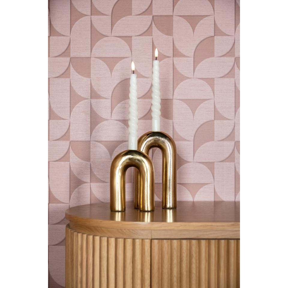 ŚWIECZNIK Rowin złoty, aluminiowy w kształcie odwróconej litery U, nowoczesny styl glamour ŚWIECZNIK Rowin złoty, aluminiowy w kształcie odwróconej litery U, nowoczesny styl glamour