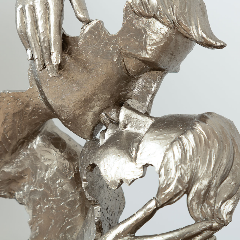 FIGURKA DEKORACYJNA pocałunek pary, brąz, czarna podstawa, premium