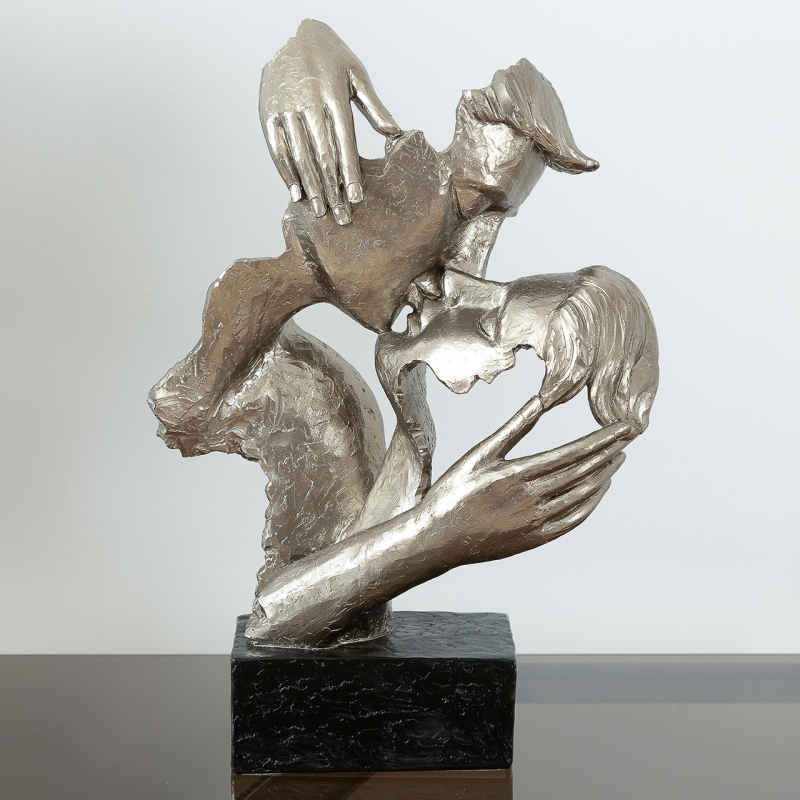 FIGURKA DEKORACYJNA pocałunek pary, brąz, czarna podstawa, wyjątkowa