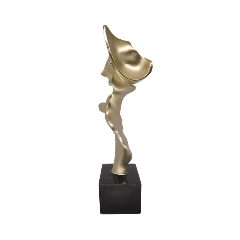 FIGURKA DEKORACYJNA zakochana para, złota, czarna podstawa, nowoczesna