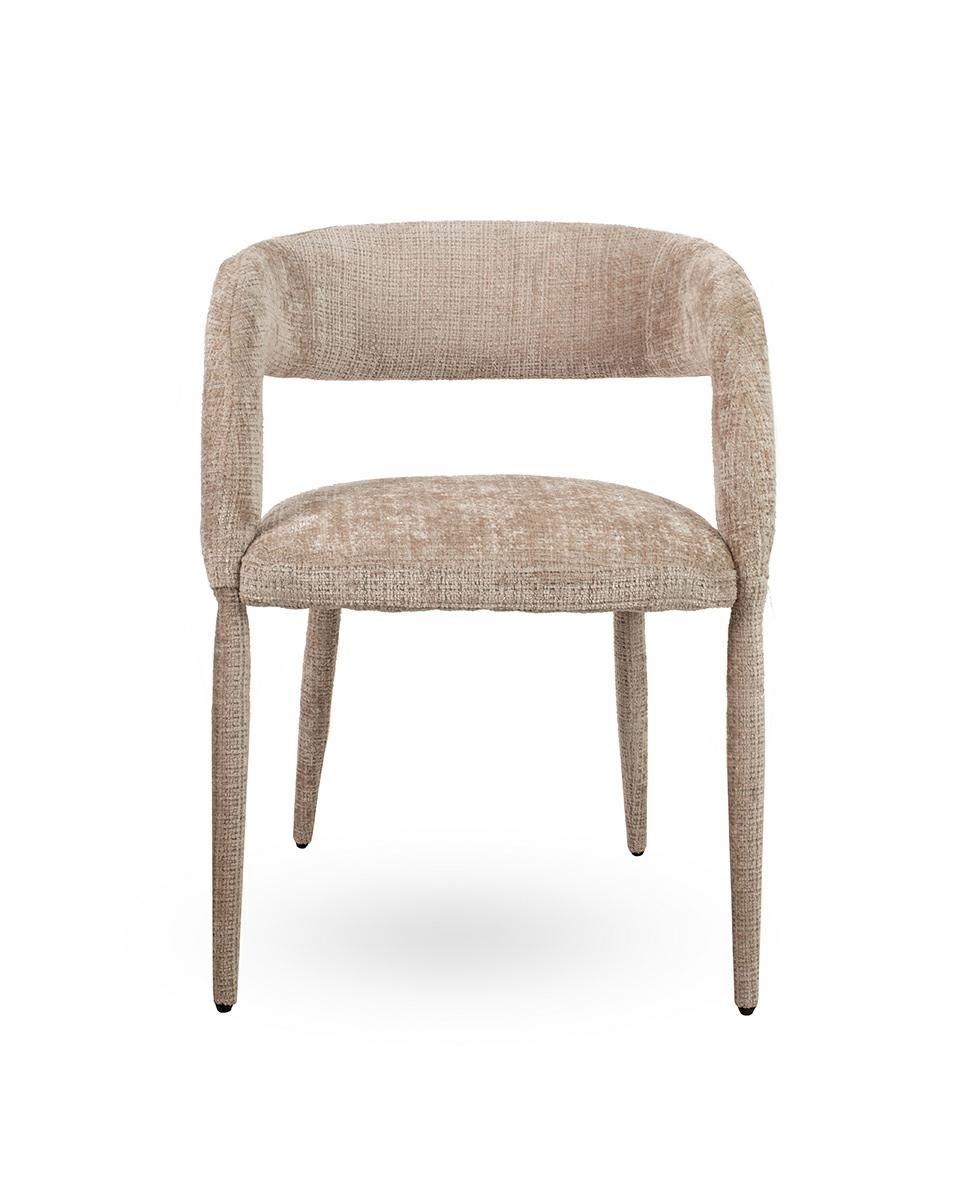 KRZESŁO Iris w beżowej, delikatnie strukturalnej tkaninie, miękkie linie, designerski styl, lofotowe KRZESŁO Iris w beżowej, delikatnie strukturalnej tkaninie, miękkie linie, designerski styl, lofotowe