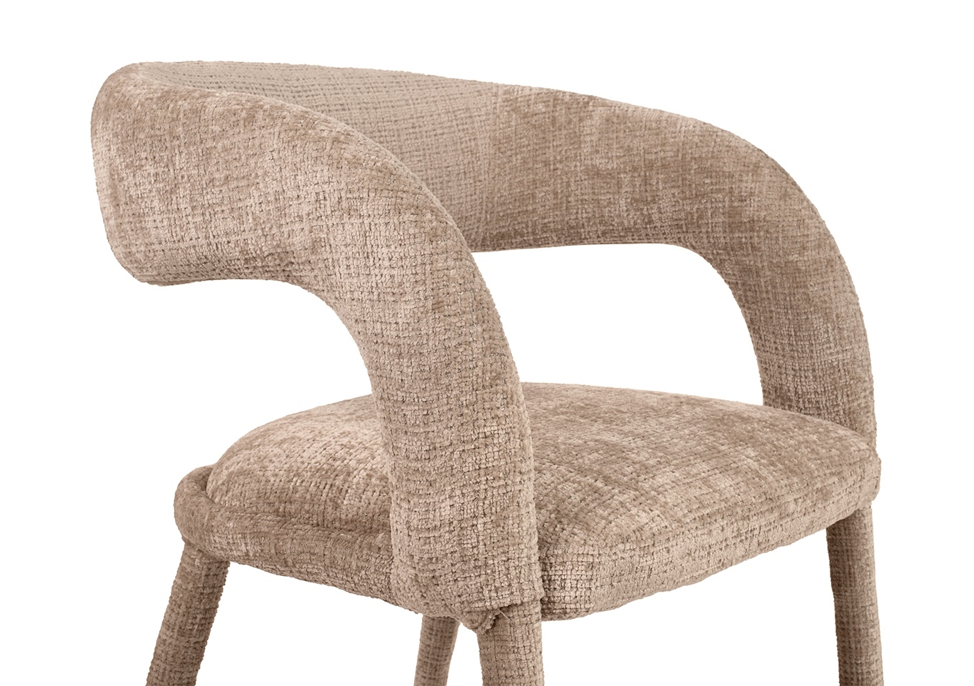 KRZESŁO Iris w beżowej, delikatnie strukturalnej tkaninie, miękkie linie, designerski styl, wyrafinowane KRZESŁO Iris w beżowej, delikatnie strukturalnej tkaninie, miękkie linie, designerski styl, wyrafinowane