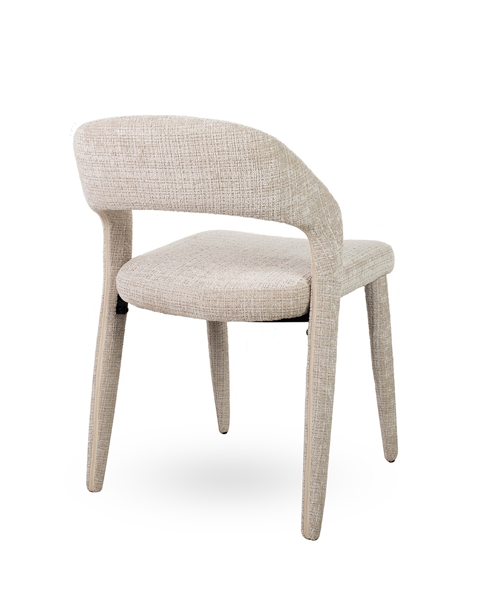 KRZESŁO Kos w beżowej tkaninie, delikatne, miękkie linie oparcia, smukłe nogi, nowoczesny styl, wyjątkowe KRZESŁO Kos w beżowej tkaninie, delikatne, miękkie linie oparcia, smukłe nogi, nowoczesny styl, wyjątkowe