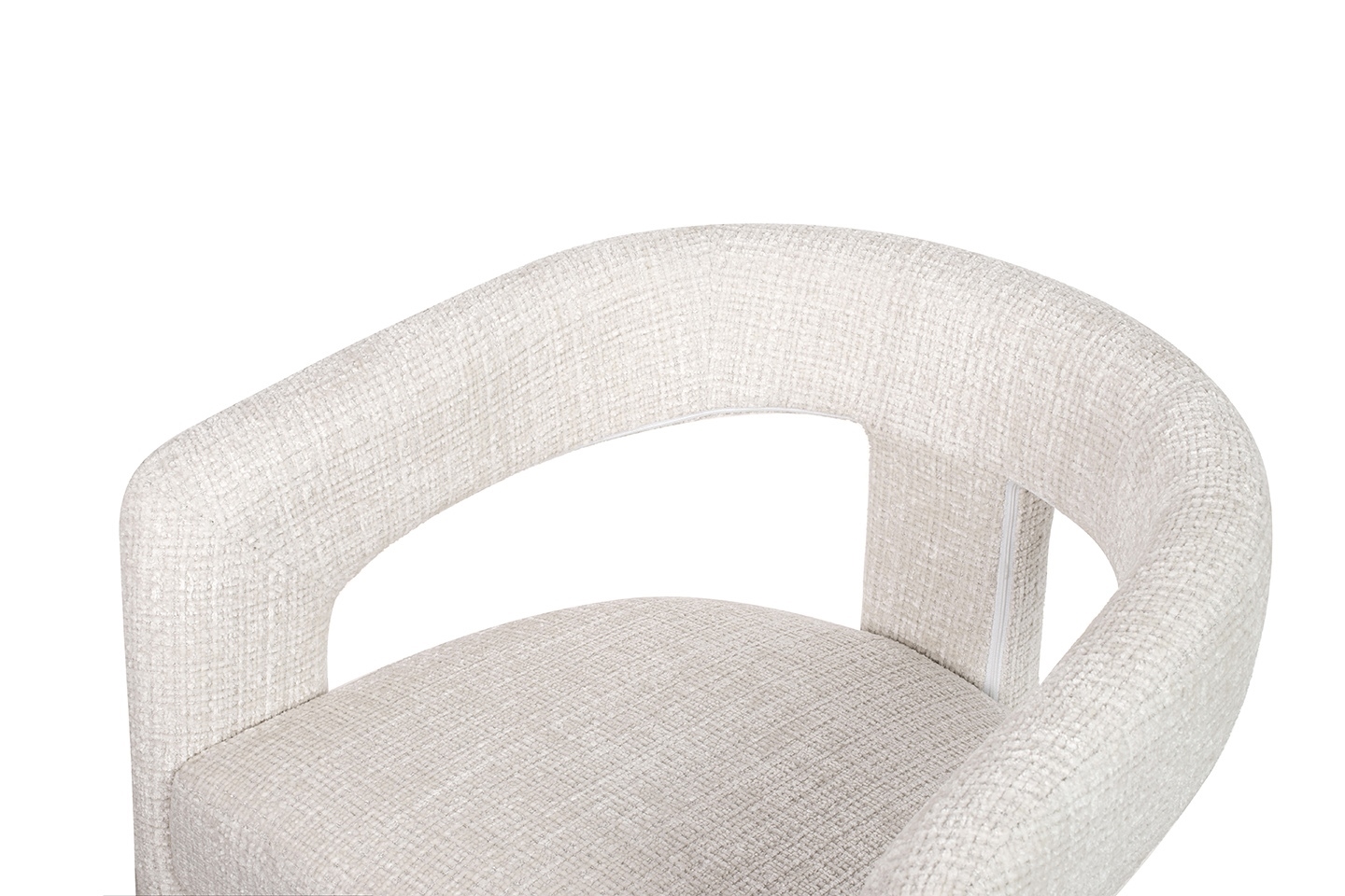 KRZESŁO Logan biała tkanina, zaokrąglone nowoczesne kształty, designerski styl, do jadalni KRZESŁO Logan biała tkanina, zaokrąglone nowoczesne kształty, designerski styl, do jadalni