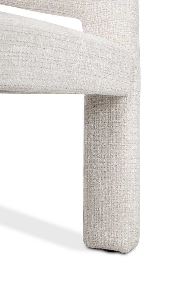 KRZESŁO Logan biała tkanina, zaokrąglone nowoczesne kształty, designerski styl, do restauracji KRZESŁO Logan biała tkanina, zaokrąglone nowoczesne kształty, designerski styl, do restauracji