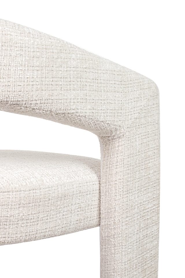 KRZESŁO Logan biała tkanina, zaokrąglone nowoczesne kształty, designerski styl, do salonu KRZESŁO Logan biała tkanina, zaokrąglone nowoczesne kształty, designerski styl, do salonu