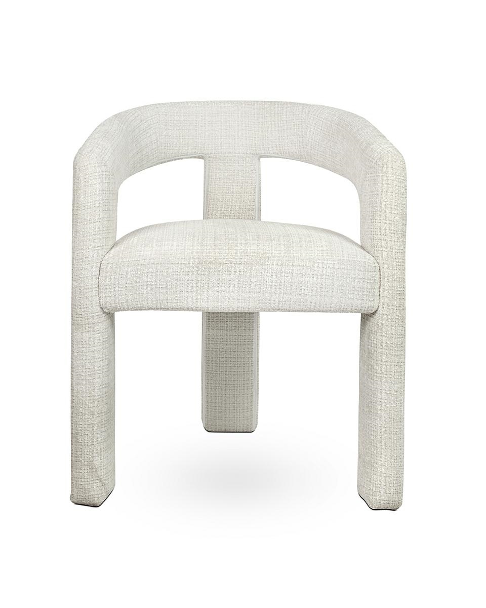 KRZESŁO Logan biała tkanina, zaokrąglone nowoczesne kształty, designerski styl, ekskluzywne KRZESŁO Logan biała tkanina, zaokrąglone nowoczesne kształty, designerski styl, ekskluzywne