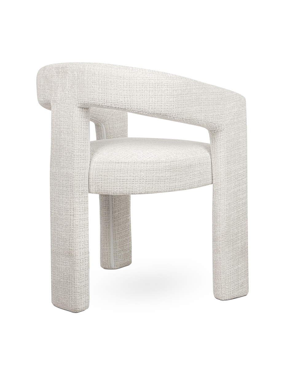 KRZESŁO Logan biała tkanina, zaokrąglone nowoczesne kształty, designerski styl, wyjątkowe KRZESŁO Logan biała tkanina, zaokrąglone nowoczesne kształty, designerski styl, wyjątkowe