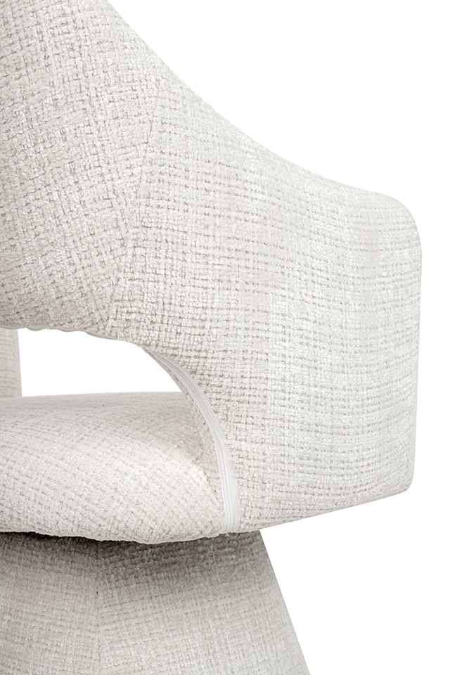 KRZESŁO Verona białe, geometryczna podstawa, zaokrąglone kształty, designerski styl, eleganckie KRZESŁO Verona białe, geometryczna podstawa, zaokrąglone kształty, designerski styl, eleganckie