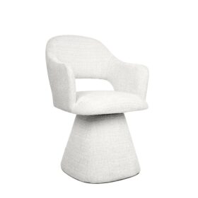 KRZESŁO Verona białe, geometryczna podstawa, zaokrąglone kształty, designerski styl