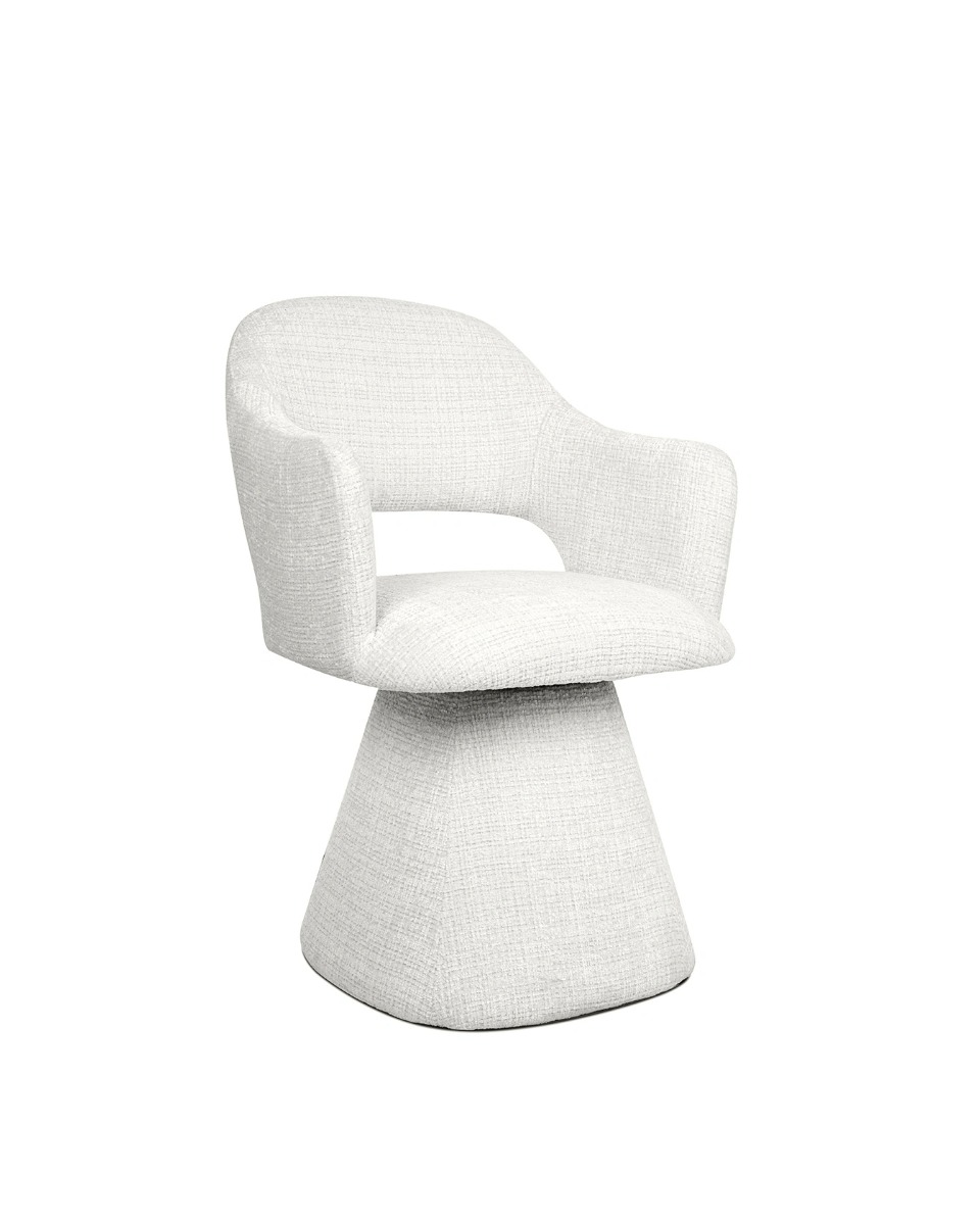 KRZESŁO Verona białe, geometryczna podstawa, zaokrąglone kształty, designerski styl KRZESŁO Verona białe, geometryczna podstawa, zaokrąglone kształty, designerski styl