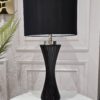 LAMPA STOŁOWA czarna, szklana podstawa, czarny abażur, nowoczesna