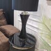 LAMPA STOŁOWA czarna, szklana podstawa, czarny abażur, nowoczesna, ekskluzywna