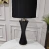 LAMPA STOŁOWA czarna, szklana podstawa, czarny abażur, nowoczesna, piękna