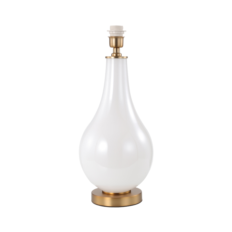 LAMPA STOŁOWA perłowo-biała podstawa, biały abażur, złote elementy, klasyczny styl, ekskluzywnaa