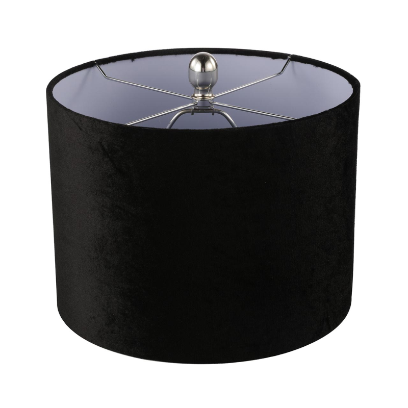 LAMPA STOŁOWA szklana podstawa, czarny abażur, srebrne elementy, klasyczny styl, stylowa