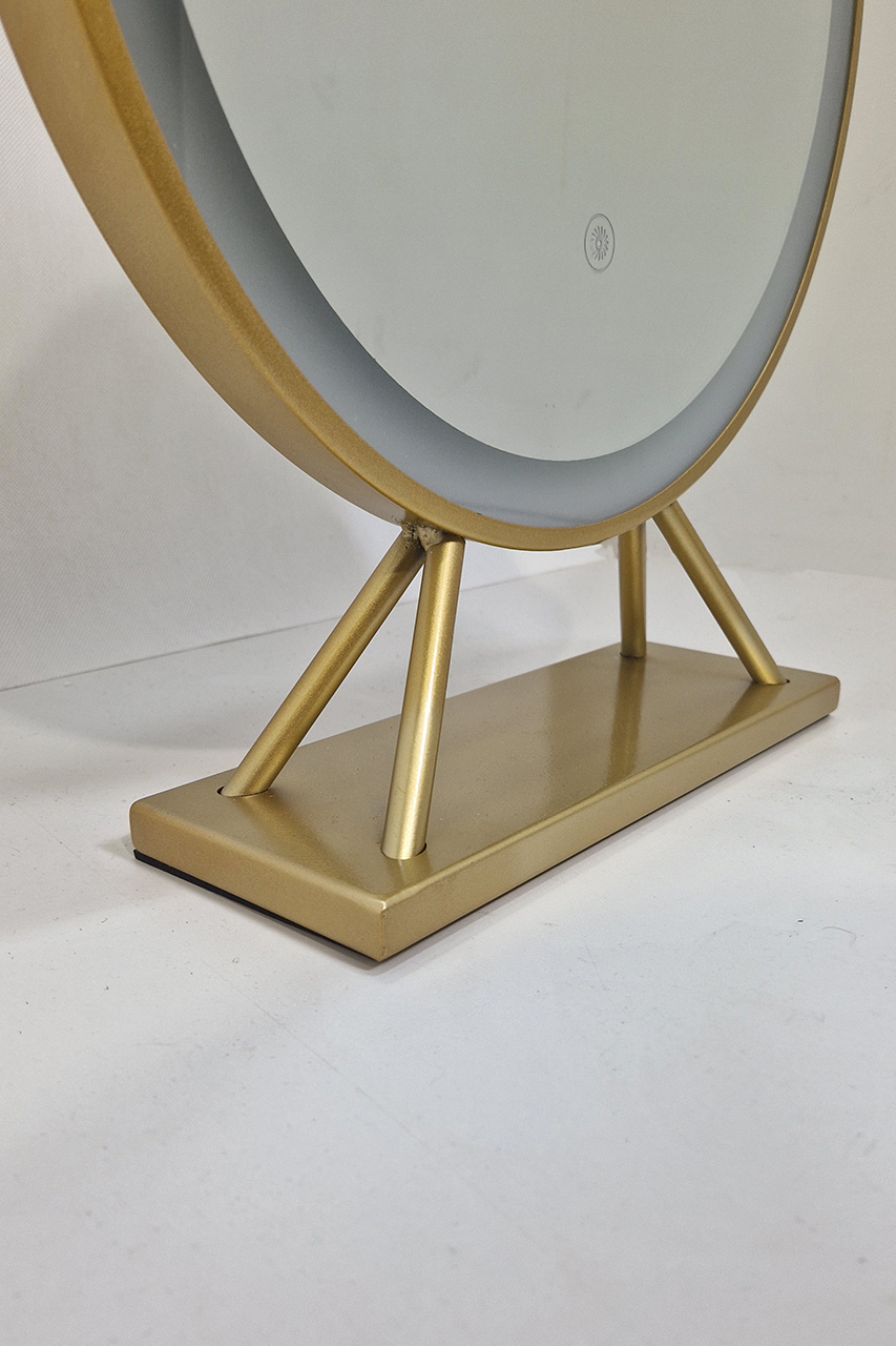 LUSTERKO STOJĄCE okrągłe, złote, do zestawu z toaletką, oświetlenie LED, nowoczesny glamour, piękne LUSTERKO STOJĄCE okrągłe, złote, do zestawu z toaletką, oświetlenie LED, nowoczesny glamour, piękne