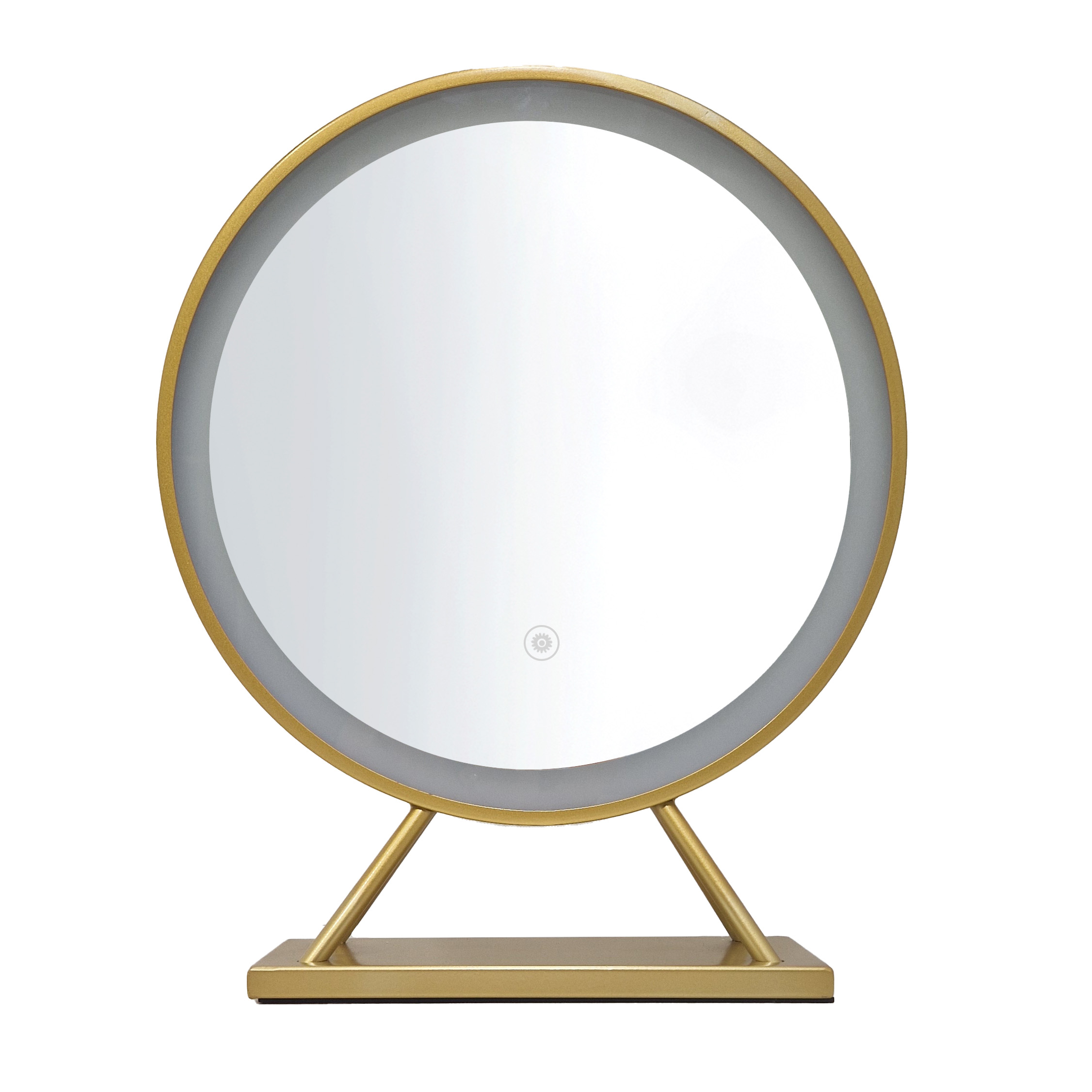 LUSTERKO STOJĄCE okrągłe, złote, do zestawu z toaletką, oświetlenie LED, nowoczesny glamour LUSTERKO STOJĄCE okrągłe, złote, do zestawu z toaletką, oświetlenie LED, nowoczesny glamour