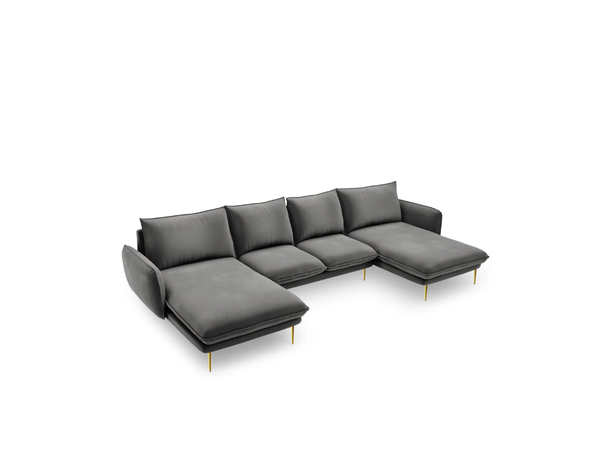 NAROŻNIK Vienna w kształcie litery U na metalowych nogach, aksamitna tkanina do wyboru, nowoczesny styl, ciemnoszary NAROŻNIK Vienna w kształcie litery U na metalowych nogach, aksamitna tkanina do wyboru, nowoczesny styl, ciemnoszary