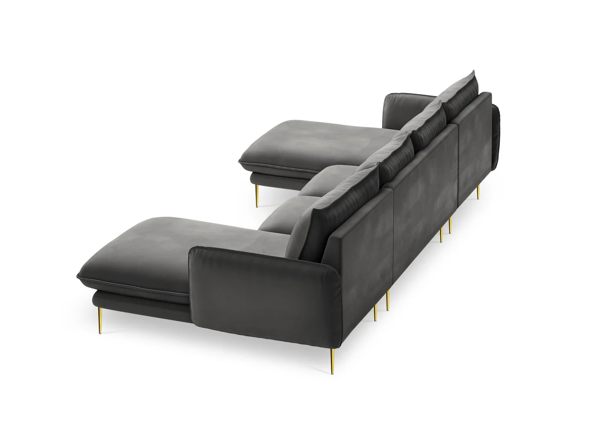 NAROŻNIK Vienna w kształcie litery U na metalowych nogach, aksamitna tkanina do wyboru, nowoczesny styl, ciemnoszary, wyjątkowy NAROŻNIK Vienna w kształcie litery U na metalowych nogach, aksamitna tkanina do wyboru, nowoczesny styl, ciemnoszary, wyjątkowy