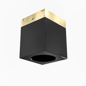 PLAFON Cubo Nero Gold, czarny klosz, złota metalowa podstawa, nowoczesny styl