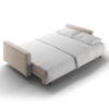 SOFA BALI 3-osobowa z funkcją spania, welurowa ciemnobeżowa tkanina, czarne metalowe nogi, nowoczesny styl, do spania