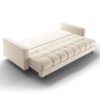 SOFA BALI 3-osobowa z funkcją spania, welurowa jasnobeżowa tkanina, czarne metalowe nogi, nowoczesny styl, premium