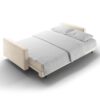SOFA BALI 3-osobowa z funkcją spania, welurowa jasnobeżowa tkanina, czarne metalowe nogi, nowoczesny styl, wyjątkowa