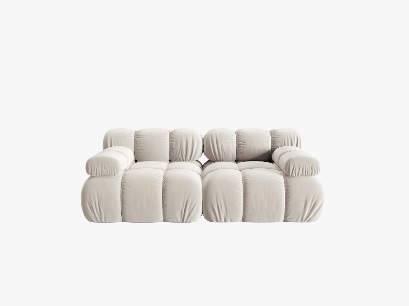 SOFA Bellis 2-osobowa, ciemno beżowy welur, zaoblone kształty, nowoczesny loftowy styl SOFA Bellis 2-osobowa, ciemno beżowy welur, zaoblone kształty, nowoczesny loftowy styl