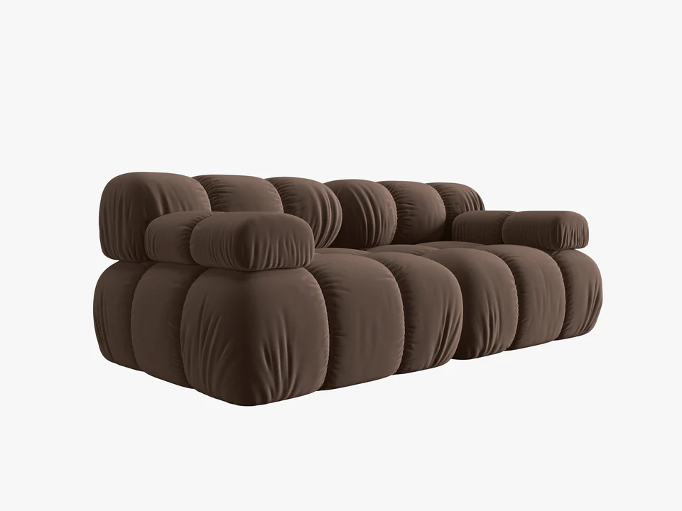 SOFA Bellis 2-osobowa, ciemno brązowy welur, zaoblone kształty, nowoczesny loftowy styl, piękna SOFA Bellis 2-osobowa, ciemno brązowy welur, zaoblone kształty, nowoczesny loftowy styl, piękna