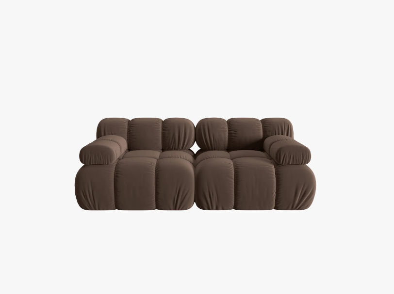 SOFA Bellis 2-osobowa, ciemno brązowy welur, zaoblone kształty, nowoczesny loftowy styl SOFA Bellis 2-osobowa, ciemno brązowy welur, zaoblone kształty, nowoczesny loftowy styl