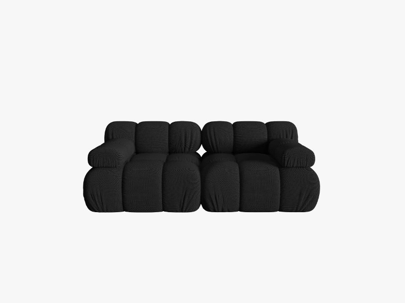SOFA Bellis 2-osobowa, czarna, trójwymiarowa tkanina, zaoblone kształty, nowoczesny loftowy styl SOFA Bellis 2-osobowa, czarna, trójwymiarowa tkanina, zaoblone kształty, nowoczesny loftowy styl