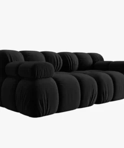 SOFA Bellis 2-osobowa, czarny welur, zaoblone kształty, nowoczesny loftowy styl, piękna