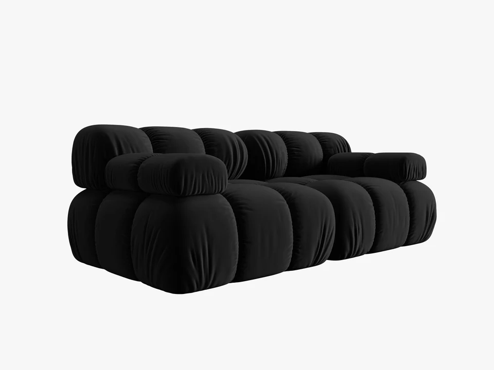 SOFA Bellis 2-osobowa, czarny welur, zaoblone kształty, nowoczesny loftowy styl, piękna SOFA Bellis 2-osobowa, czarny welur, zaoblone kształty, nowoczesny loftowy styl, piękna