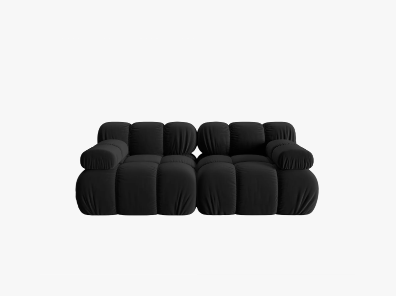 SOFA Bellis 2-osobowa, czarny welur, zaoblone kształty, nowoczesny loftowy styl SOFA Bellis 2-osobowa, czarny welur, zaoblone kształty, nowoczesny loftowy styl