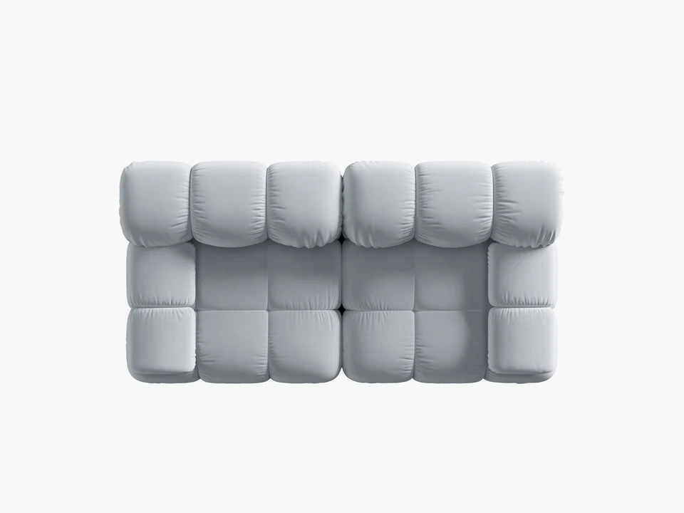 SOFA Bellis 2-osobowa, jasno niebieski welur, zaoblone kształty, nowoczesny loftowy styl, wyjątkowy SOFA Bellis 2-osobowa, jasno niebieski welur, zaoblone kształty, nowoczesny loftowy styl, wyjątkowy