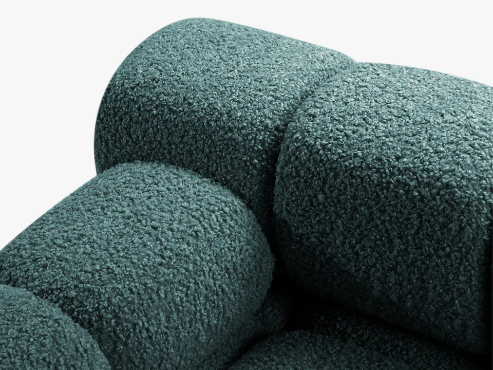 SOFA Bellis 2-osobowa, obicie z bukli (kolor do wyboru), zaoblone kształty, nowoczesny loftowy styl, petrol, ekskluzywna SOFA Bellis 2-osobowa, obicie z bukli (kolor do wyboru), zaoblone kształty, nowoczesny loftowy styl, petrol, ekskluzywna