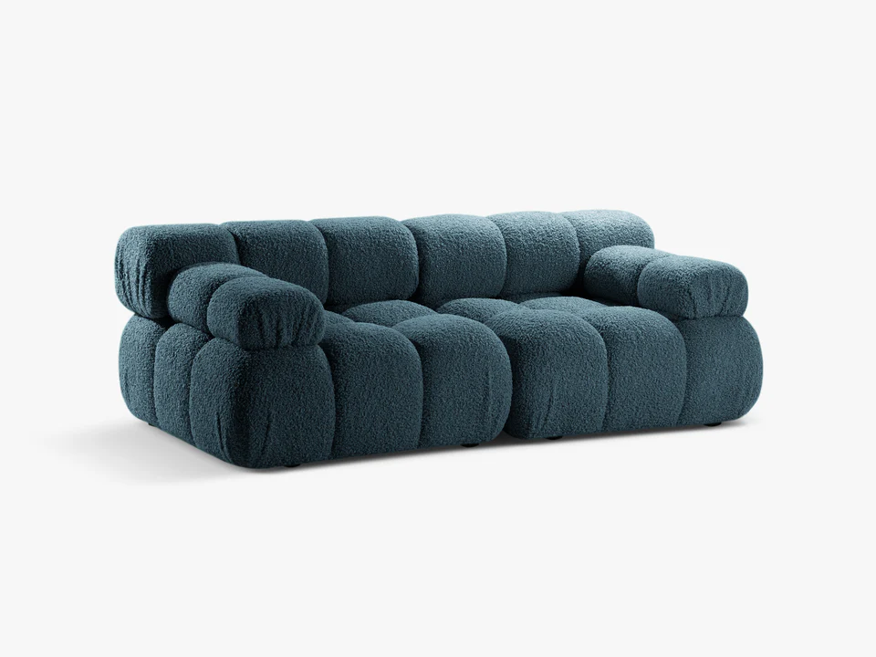 SOFA Bellis 2-osobowa, obicie z bukli (kolor do wyboru), zaoblone kształty, nowoczesny loftowy styl, petrol, piękna SOFA Bellis 2-osobowa, obicie z bukli (kolor do wyboru), zaoblone kształty, nowoczesny loftowy styl, petrol, piękna