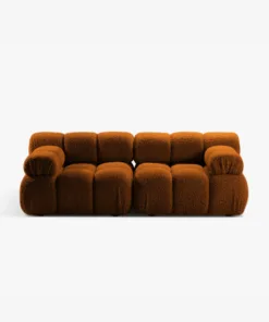 SOFA Bellis 2-osobowa, obicie z welwetu (kolor do wyboru), zaoblone kształty, nowoczesny loftowy styl, ceglany