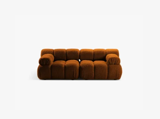 SOFA Bellis 2-osobowa, obicie z welwetu (kolor do wyboru), zaoblone kształty, nowoczesny loftowy styl, ceglany
