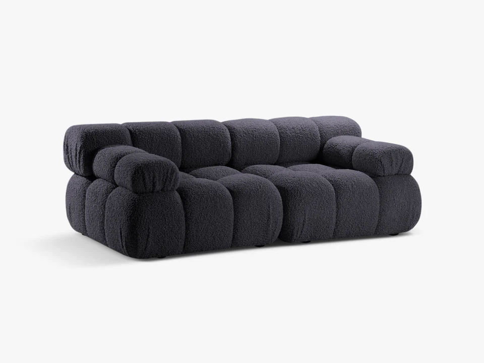 SOFA Bellis 2-osobowa, obicie z welwetu (kolor do wyboru), zaoblone kształty, nowoczesny loftowy styl, grafit, piękna SOFA Bellis 2-osobowa, obicie z welwetu (kolor do wyboru), zaoblone kształty, nowoczesny loftowy styl, grafit, piękna