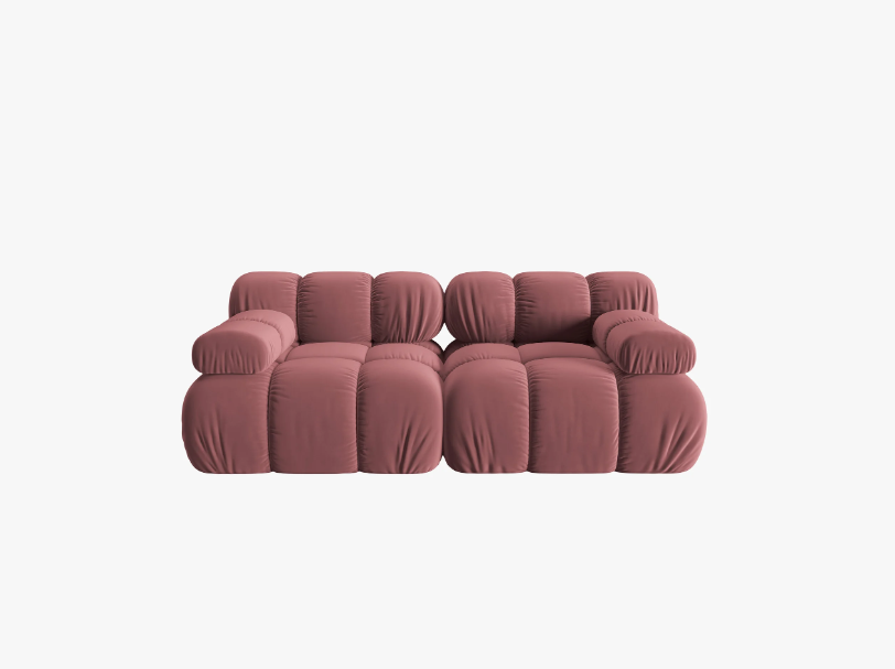 SOFA Bellis 2-osobowa, różowy welwet, zaoblone kształty, nowoczesny loftowy styl SOFA Bellis 2-osobowa, różowy welwet, zaoblone kształty, nowoczesny loftowy styl