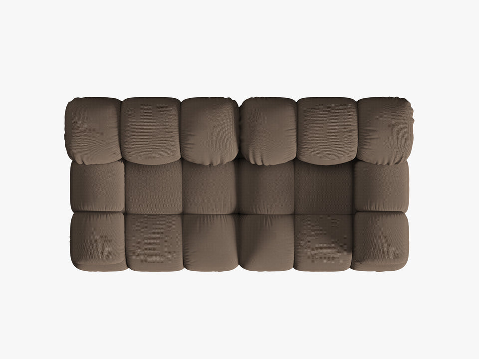 SOFA Bellis 2-osobowa, trójwymiarowa tkanina w brązowym wydaniu, zaoblone kształty, nowoczesny loftowy styl, ekskluzywna SOFA Bellis 2-osobowa, trójwymiarowa tkanina w brązowym wydaniu, zaoblone kształty, nowoczesny loftowy styl, ekskluzywna