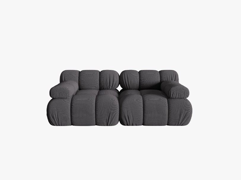 SOFA Bellis 2-osobowa, trójwymiarowa tkanina w odcieniu espresso, zaoblone kształty, nowoczesny loftowy styl SOFA Bellis 2-osobowa, trójwymiarowa tkanina w odcieniu espresso, zaoblone kształty, nowoczesny loftowy styl