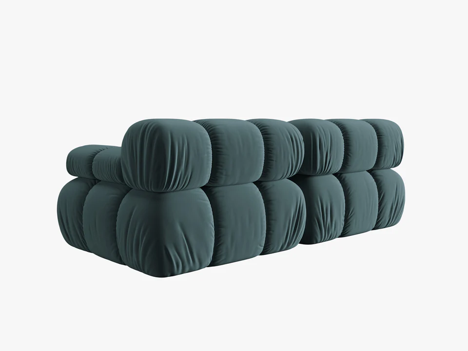 SOFA Bellis 2-osobowa, turkusowy welur, zaoblone kształty, nowoczesny loftowy styl, ekskluzywny