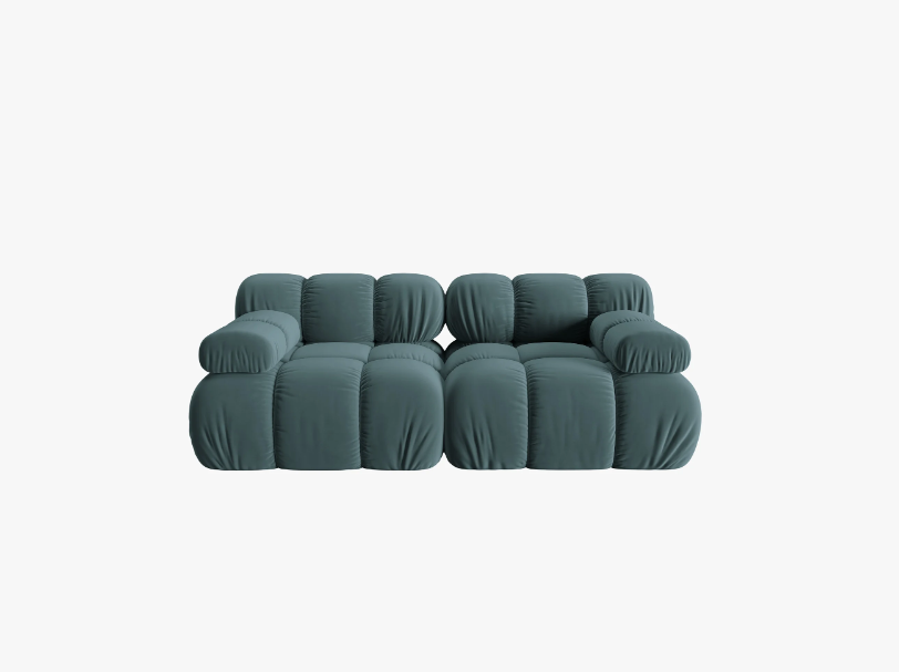 SOFA Bellis 2-osobowa, turkusowy welur, zaoblone kształty, nowoczesny loftowy styl SOFA Bellis 2-osobowa, turkusowy welur, zaoblone kształty, nowoczesny loftowy styl